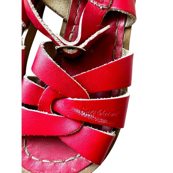 Toddler Salt Water Original Red Leather Sandals Waterproof Classic Strappy Size - Picture 3 of 7